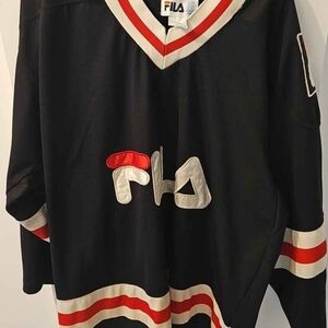 Fila Black Jersey with Red and White Stripes